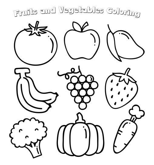 Printable Fruit and Vegetable Coloring Pages - GBcoloring