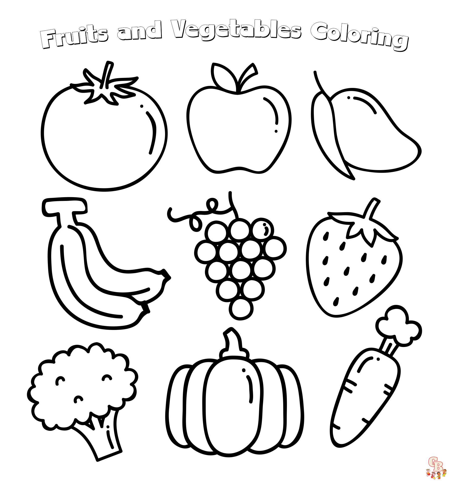 Fruits And Vegetables Coloring Page