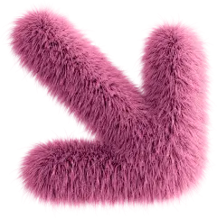 Pink 3D Fluffy Symbol Arrow Right Bottom