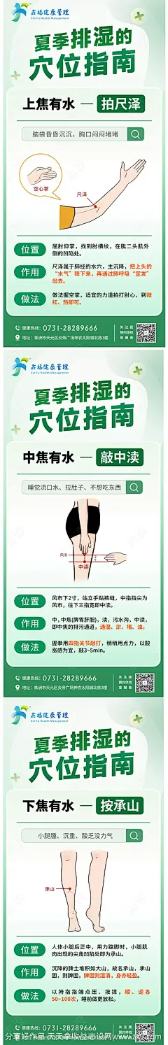 医疗科普夏季排湿穴位指南海报-源文件-志设网-zs9.com