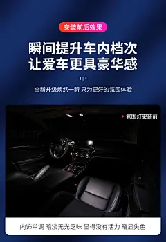 汽车氛围灯LED灯条亚克力隐藏式车内改装无线车载七彩声控气氛灯-tmall.com天猫