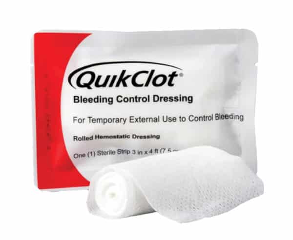 Quikclot 572 bleeding control gauze rolled 3" x 48" hemostatic gauze quick clot stop the bleed