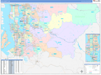 King County Wall Map Color Cast Style