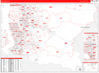 King County Wall Map Red Line Style