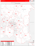 Madison County Wall Map Red Line Style