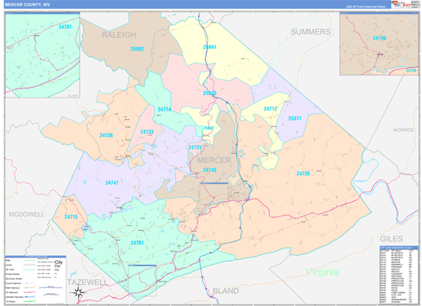 Mercer County Pa Wall Map Color Cast Style By Marketm - vrogue.co