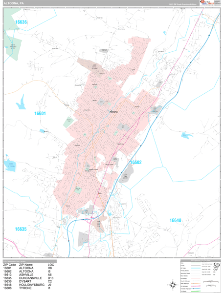 Altoona, PA Wall Map