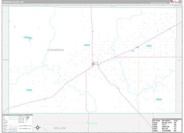 Cimarron County, OK Wall Map