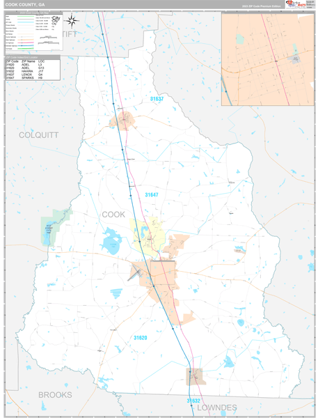 Cook County, GA Wall Map