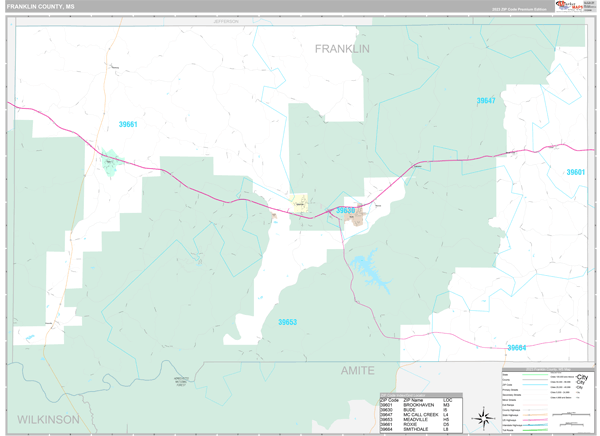 Franklin County, MS Wall Map