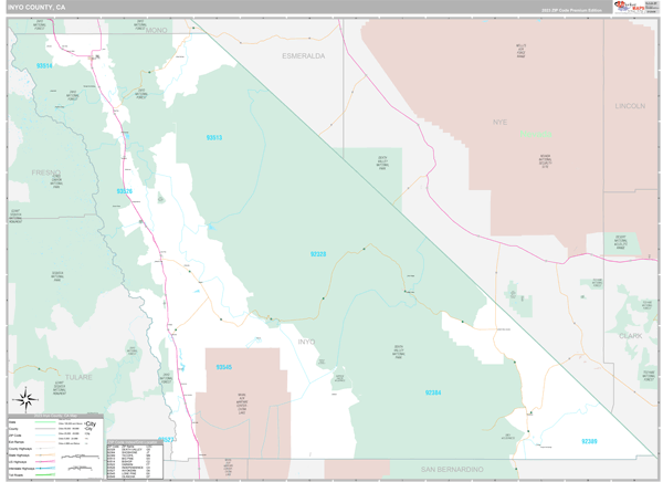 Inyo County, CA Wall Map