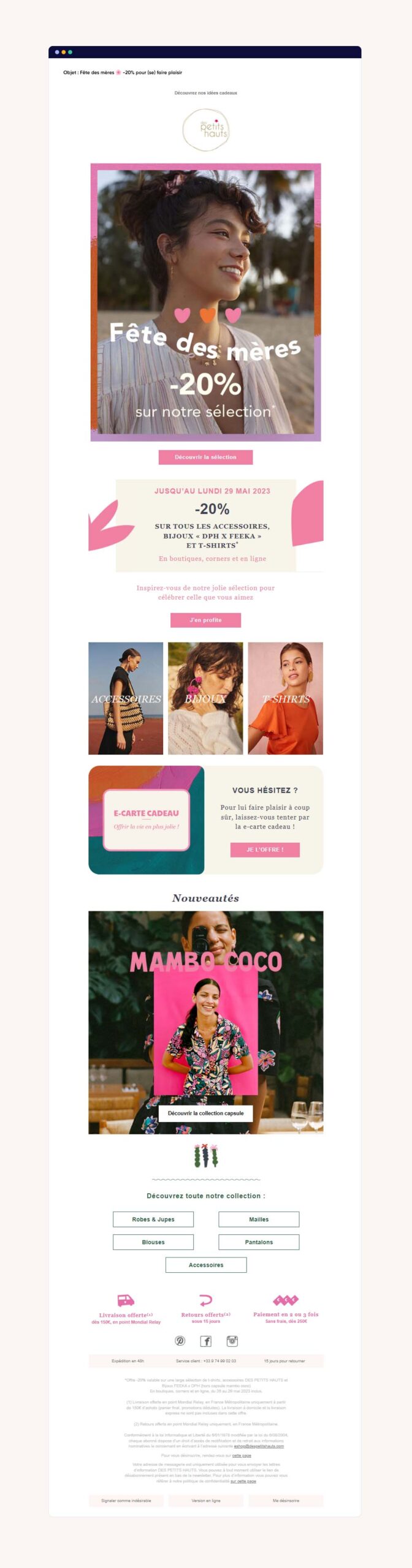 Exemple d'email marketing Petits Hauts