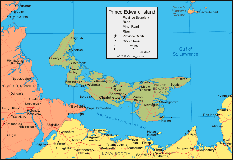 Map Of Prince Edward Island In Canada - Carina Vivienne