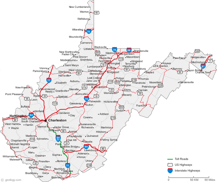 west virginia city map Map Of West Virginia Cities West Virginia Road Map west virginia city map