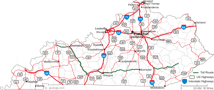 Kentucky County Map