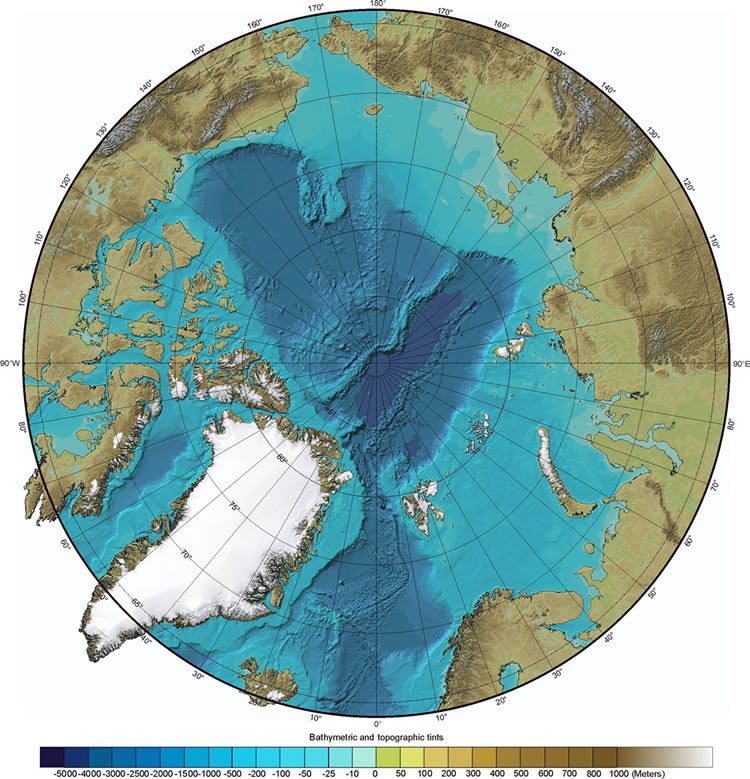 Arctic bathymetric map