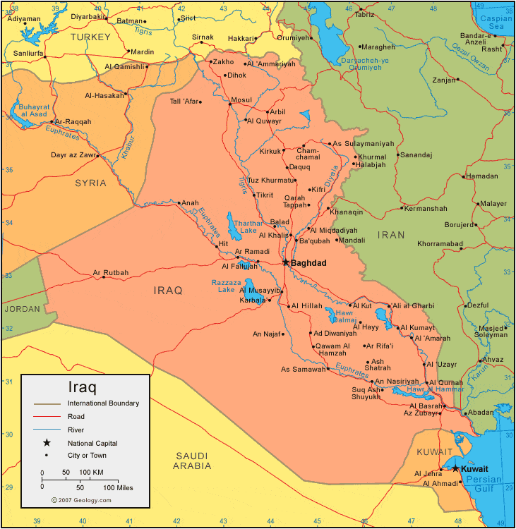 Iraq Map and Satellite Image