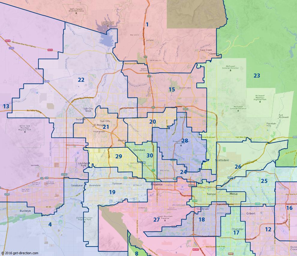 Map of Phoenix House of Representatives Districts 2016