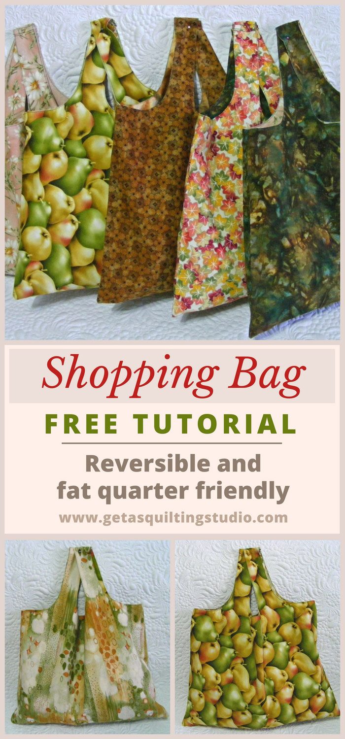 Quick and easy shopping bag tutorial - reversible and fat quarter friendly.