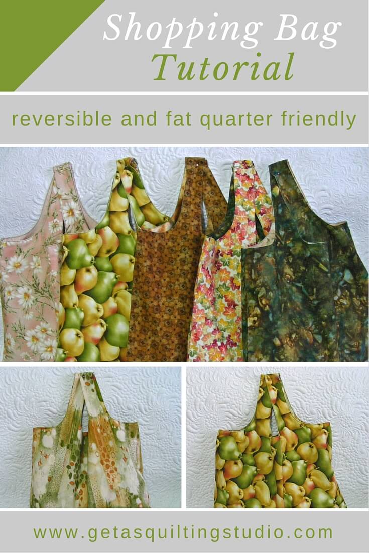  Quick and easy shopping bag tutorial - reversible and fat quarter friendly. 