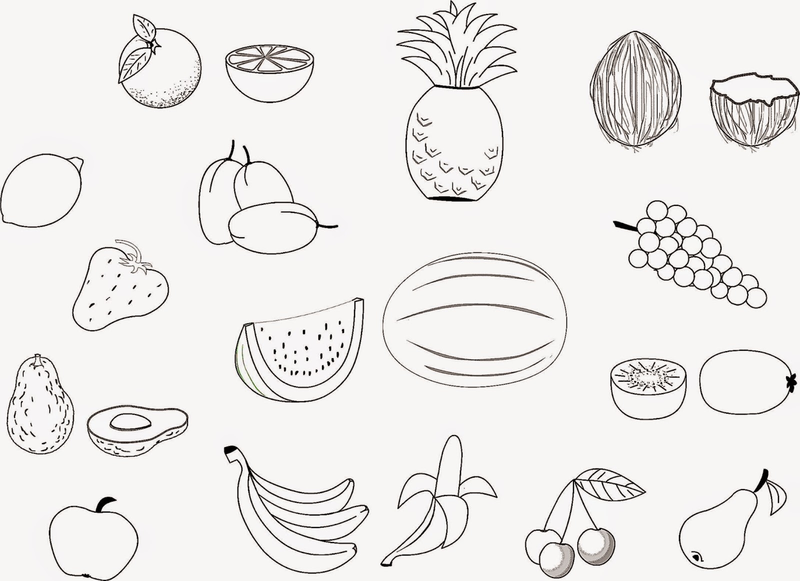 Printable Easy Fruit Coloring Pages