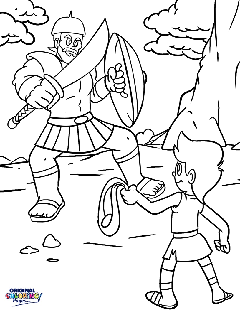 David And Goliath Coloring Page For Toddlers : Goliath David Coloring ...