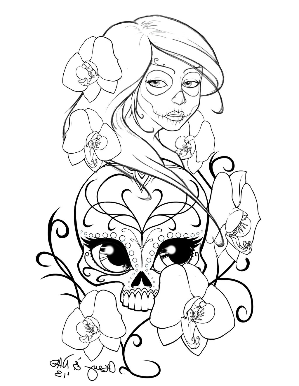 Skull Sleeve Drawing at GetDrawings | Free download