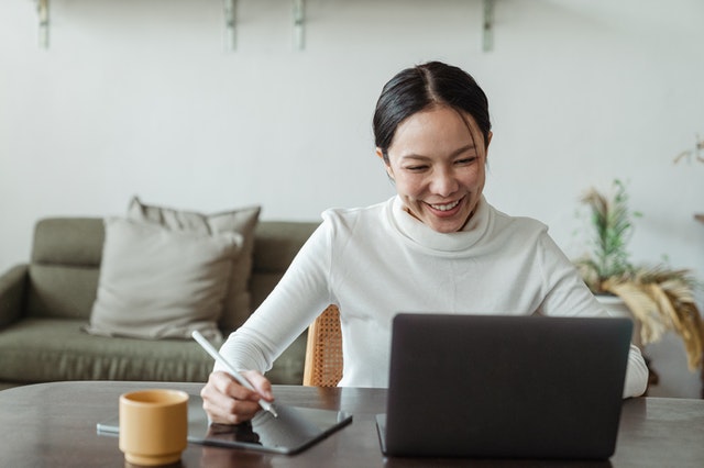 A woman watching our Ansoff Matrix video