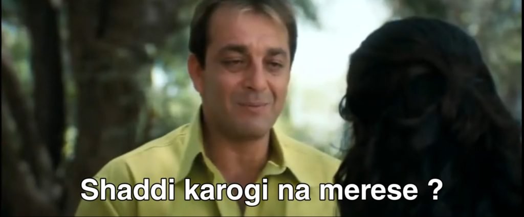 Shadi kregi na mere se meme template - Munna bhai love story meme templates - Munna Bhai MBBS meme templates