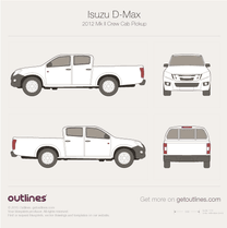 2011 Isuzu D-Max 2 Gen Crew Cab Pickup Truck blueprint