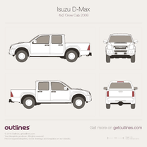 2006 Isuzu D-Max 1 Gen Facelift Crew Cab Pickup Truck blueprint