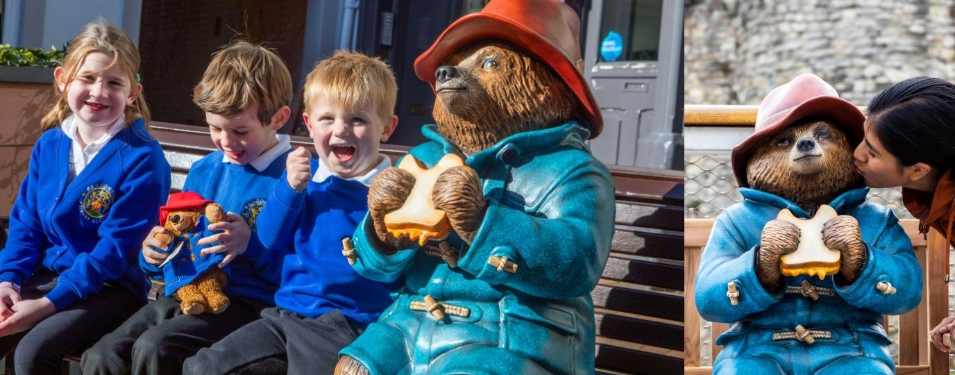 Paddington statue with kids