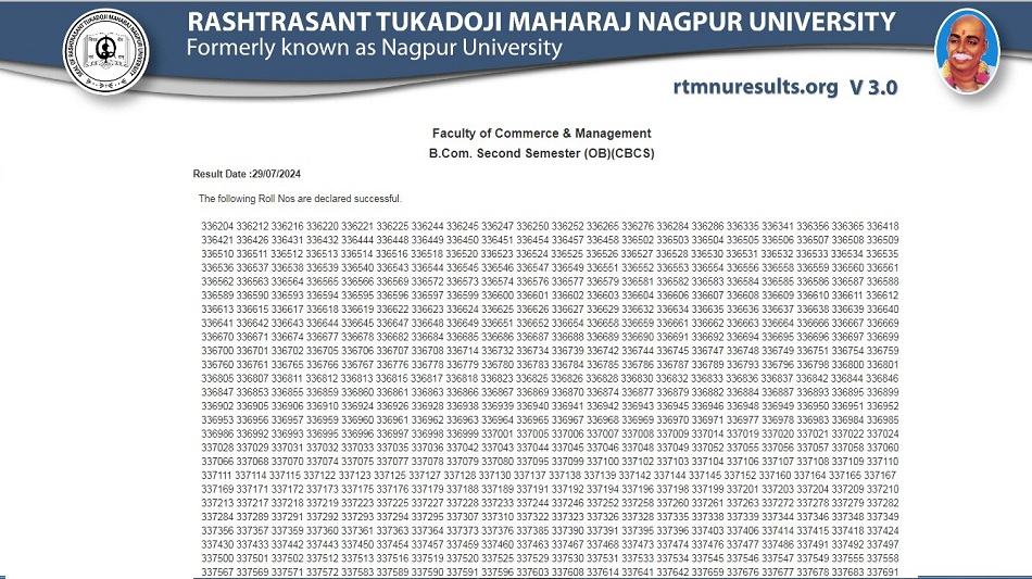 RTMNU Bcom 2 Sem Result 2024