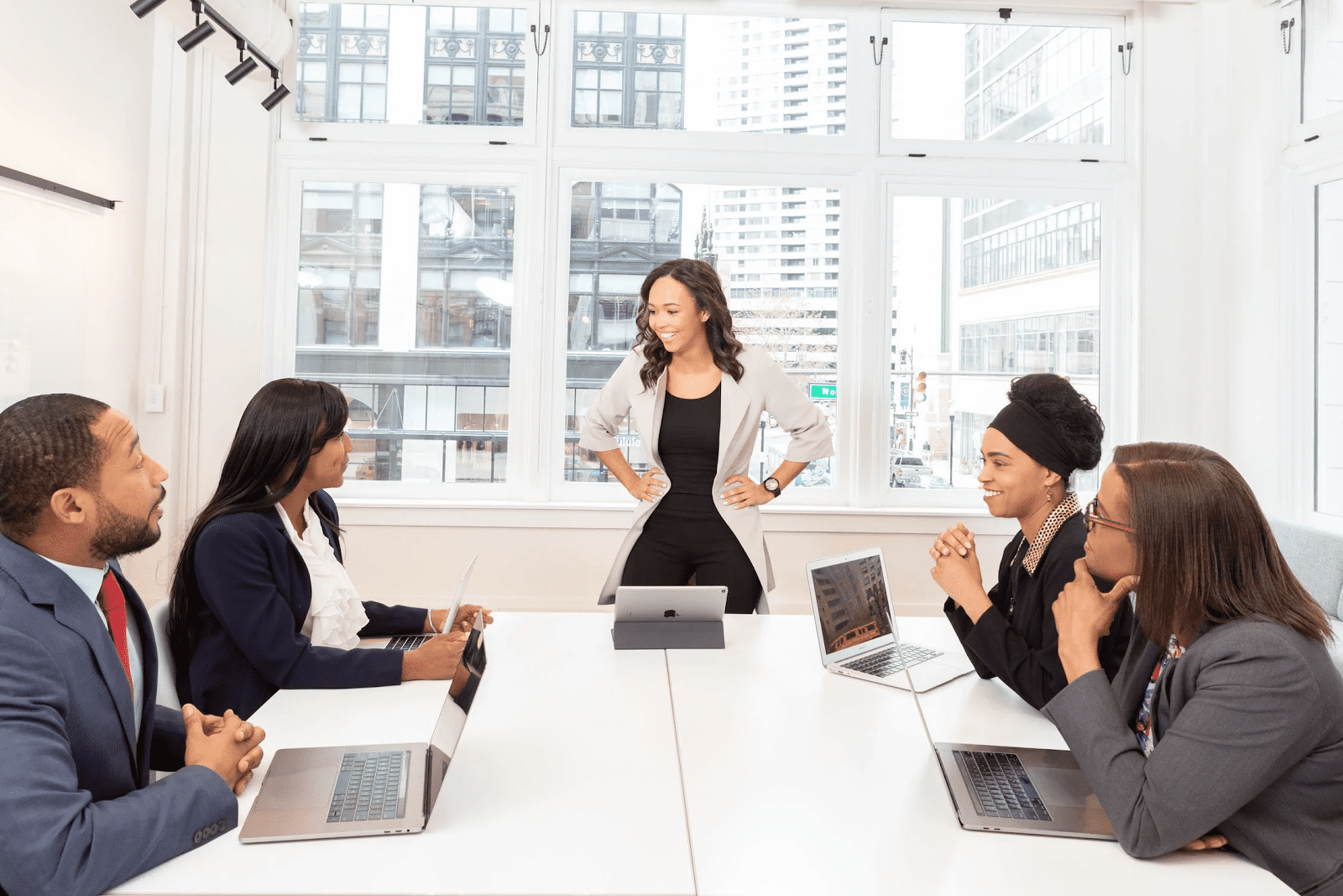 Team workers having a meeting