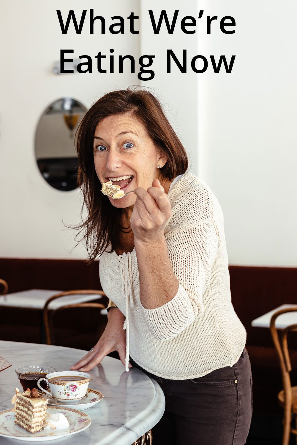 erika lenkert smiling and eating gluten-free food