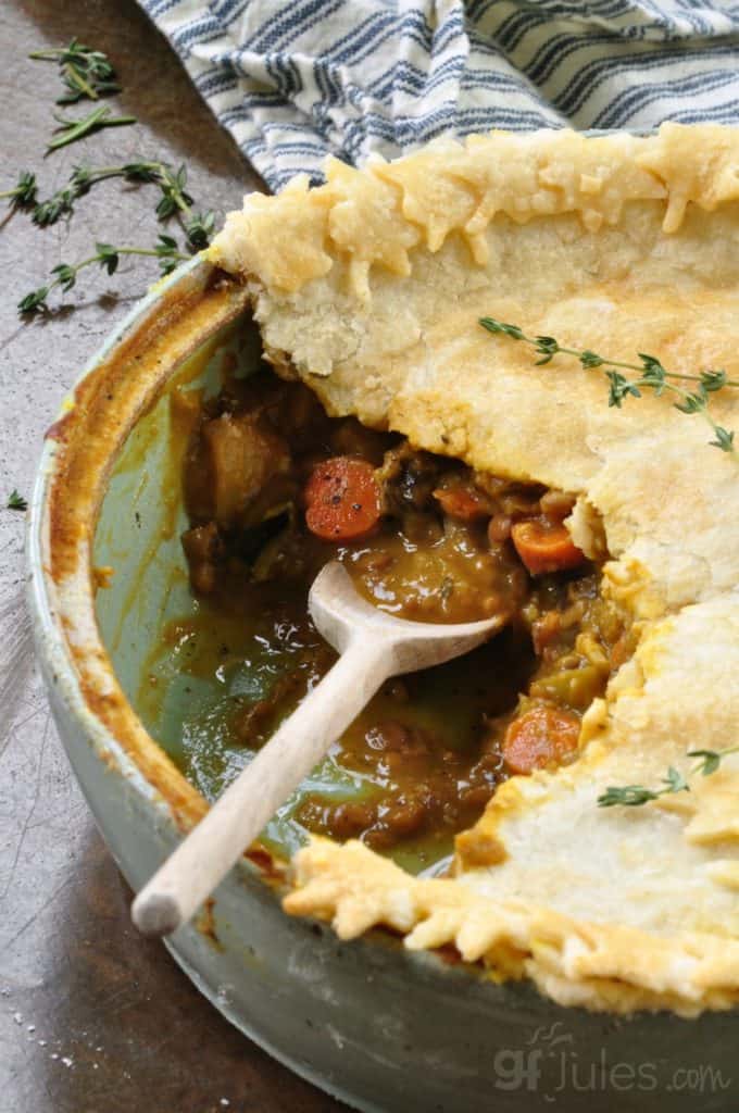 Gluten Free Pot Pie with spoon