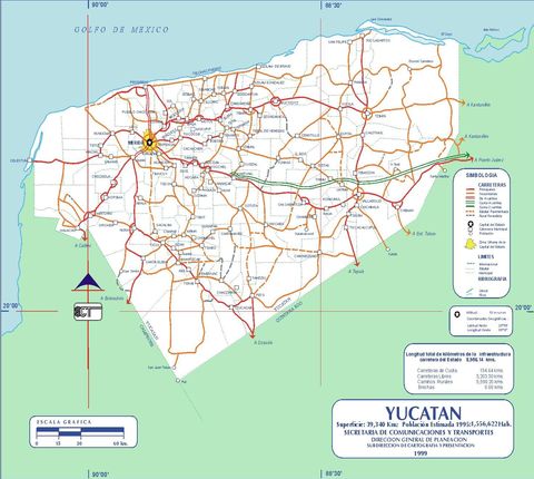 Mapa de carreteras de Yucatán