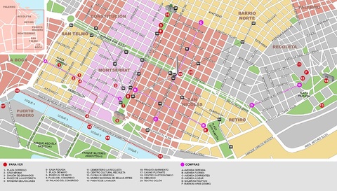 Tourist map of Buenos Aires