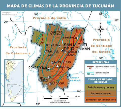 Climatic map of the Province of Tucumán