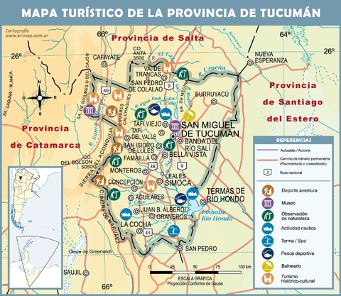 Tourist map of the Province of Tucumán