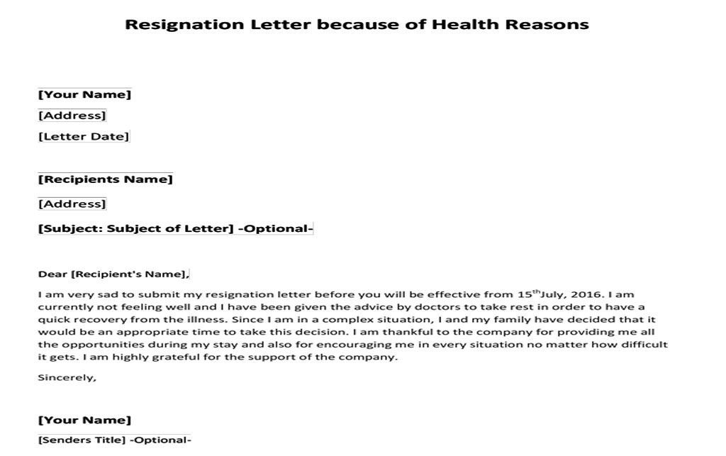 Resignation Letter Due To Health Sample Resignation L - vrogue.co