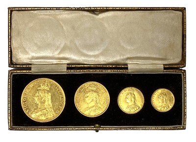 Lot 1 - Queen Victoria Golden Jubilee four gold coin set, 1887