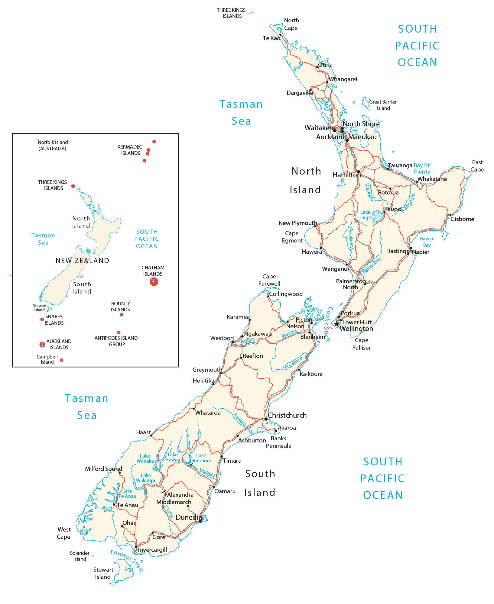 Detailed New Zealand Map - Almire Marcelia