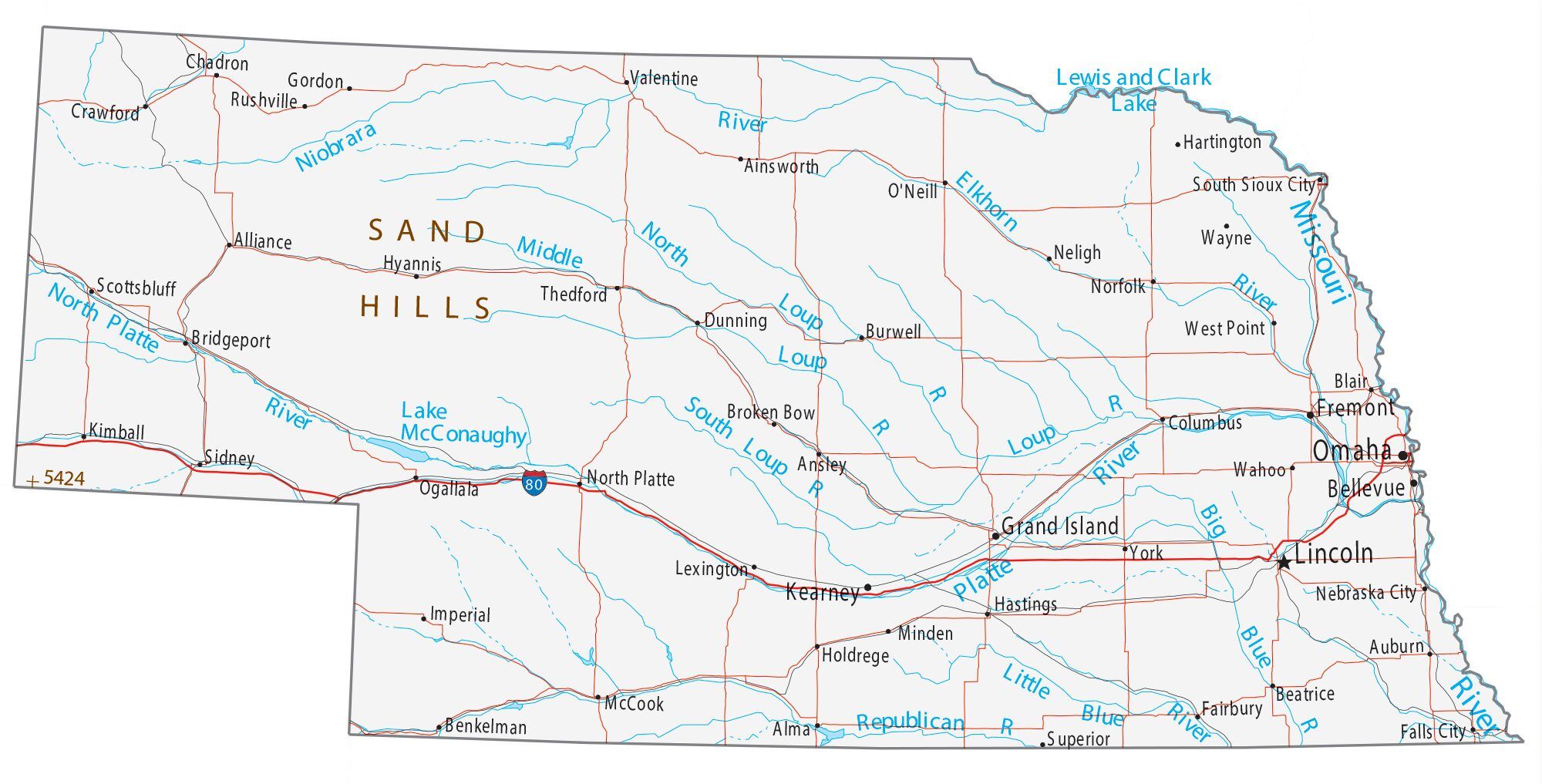 Nebraska Map With Cities And Towns - Danica Dominique