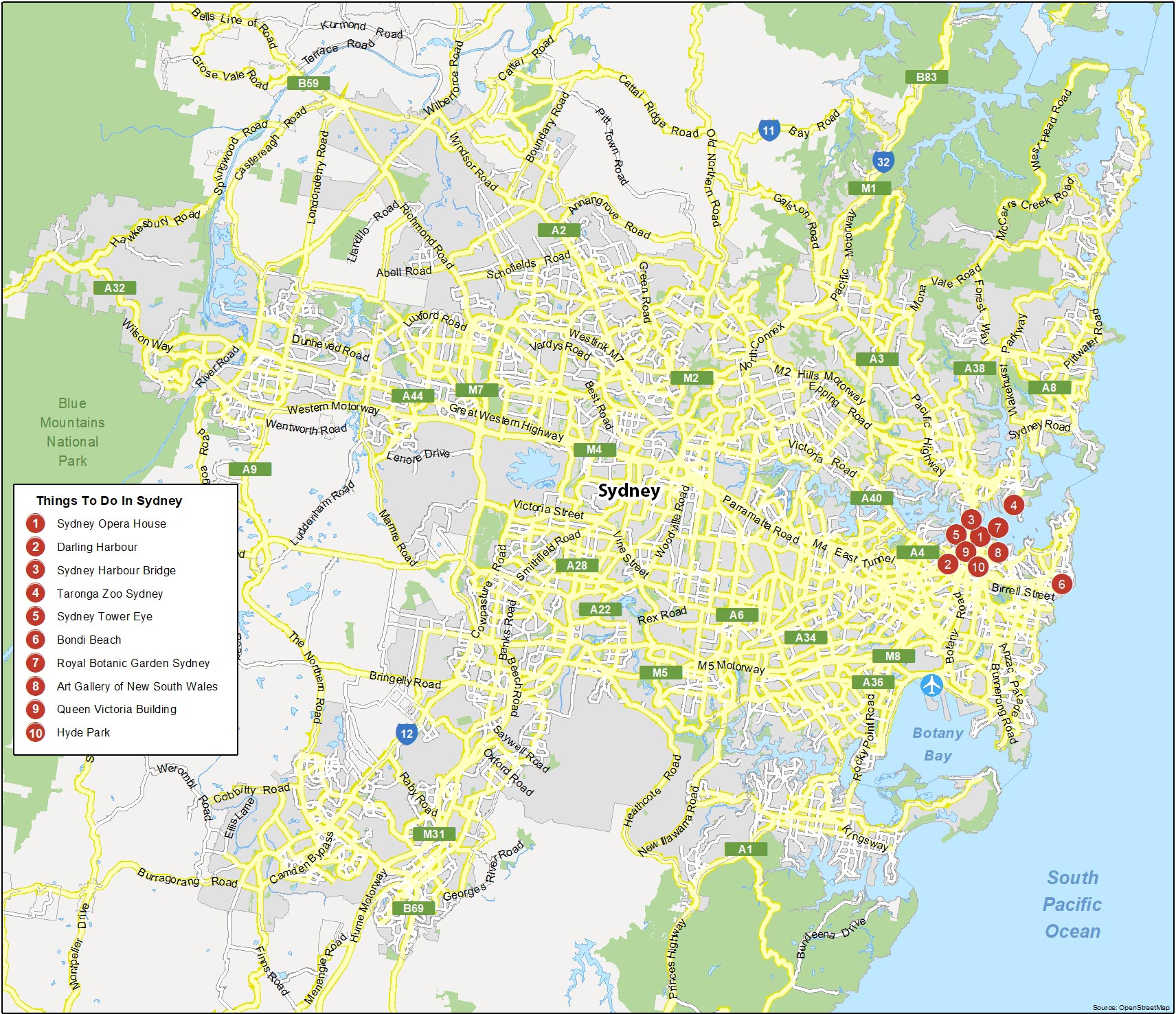 Printable Map Of Greater Sydney