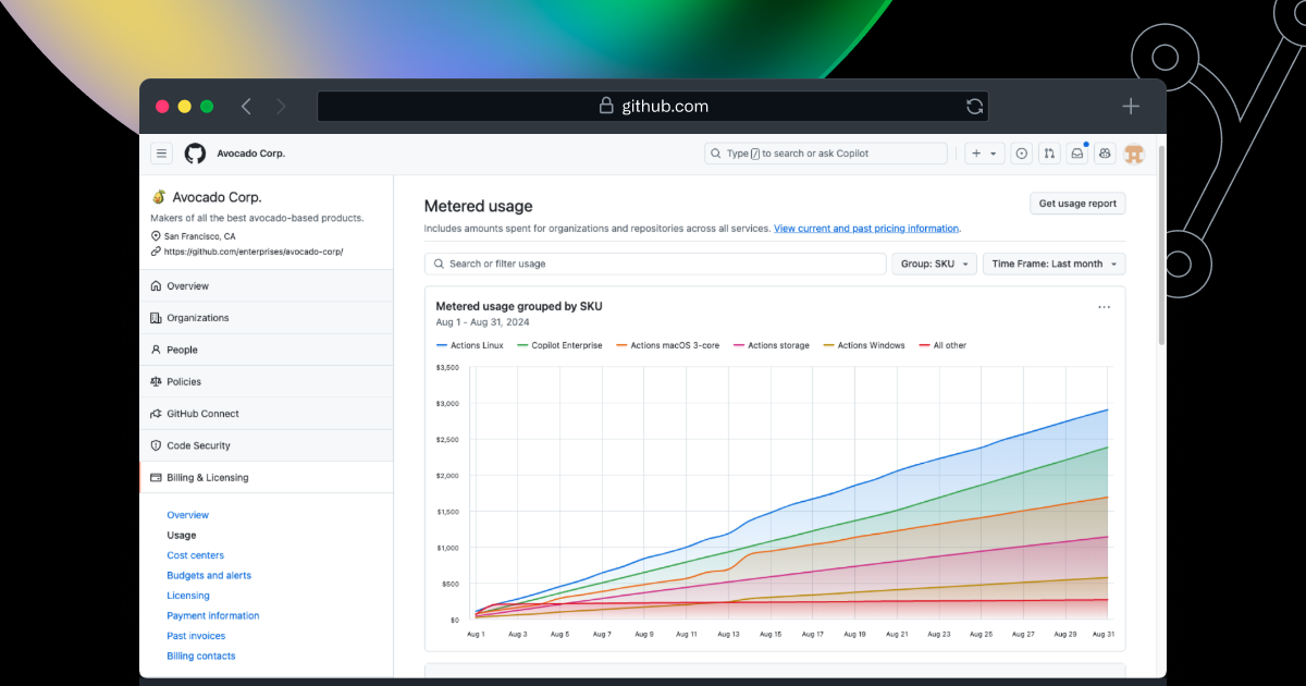 View of the usage page of the enhanced billing platform