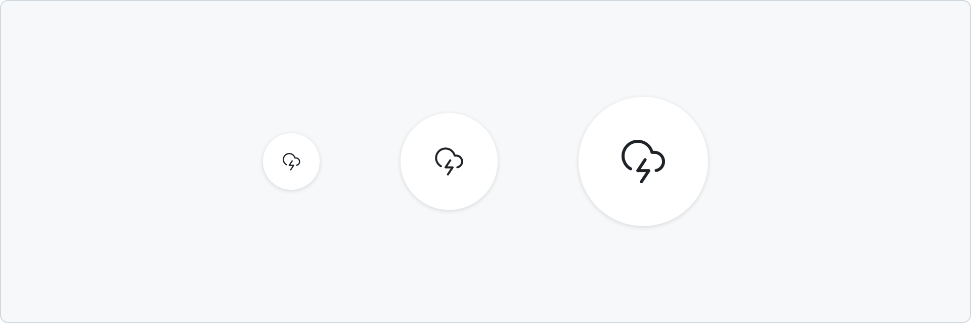 Circle badge component displayed in small, medium, and large sizes