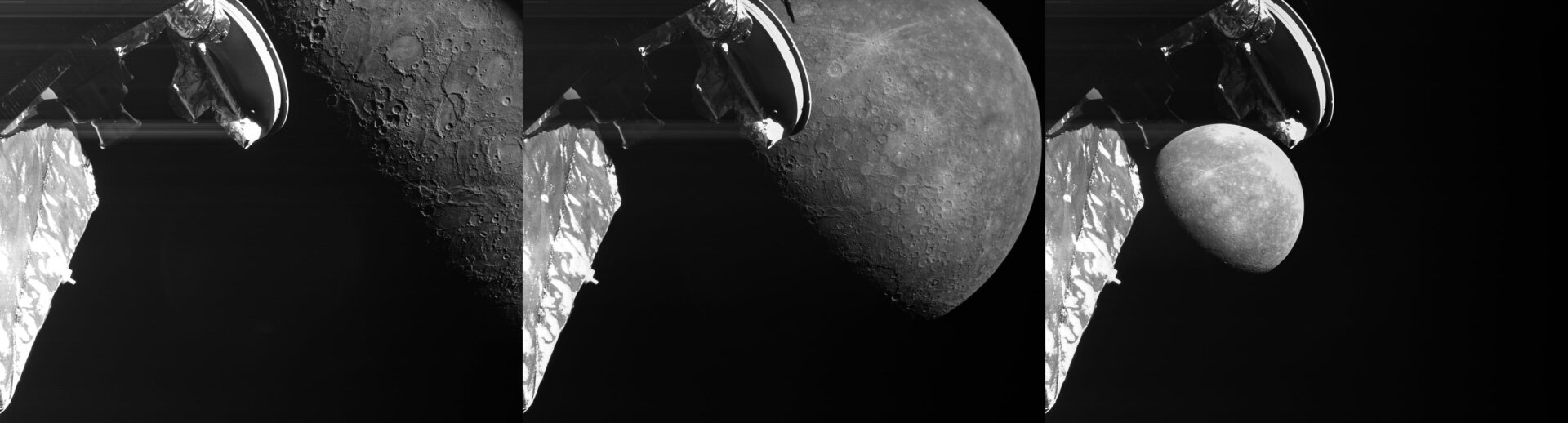 ESA released a trio of images from BepiColombo’s recent flyby.