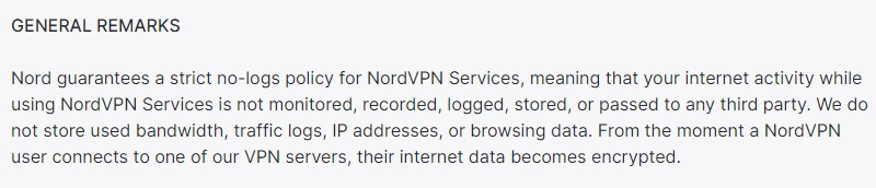 Nordvpn No Log Policy