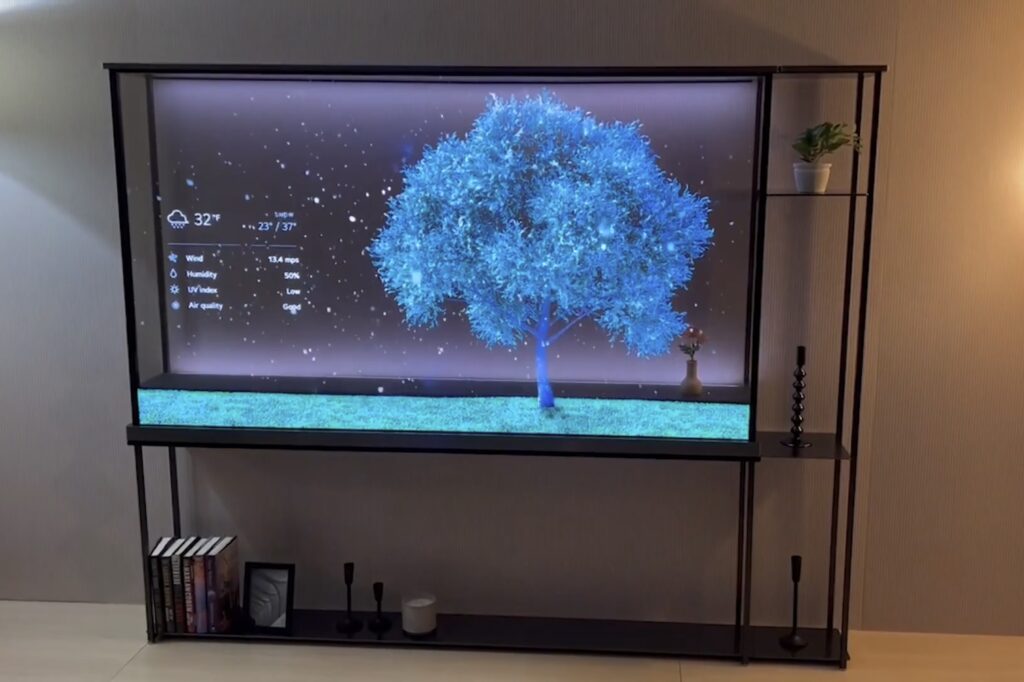 LG Signature TV Showing tree and weather hero